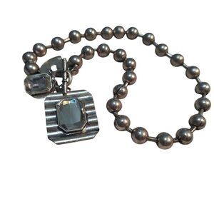 Steampunk Steel Heart & Crystal Beaded Necklace Y2K Toggle  EDGY Industrial